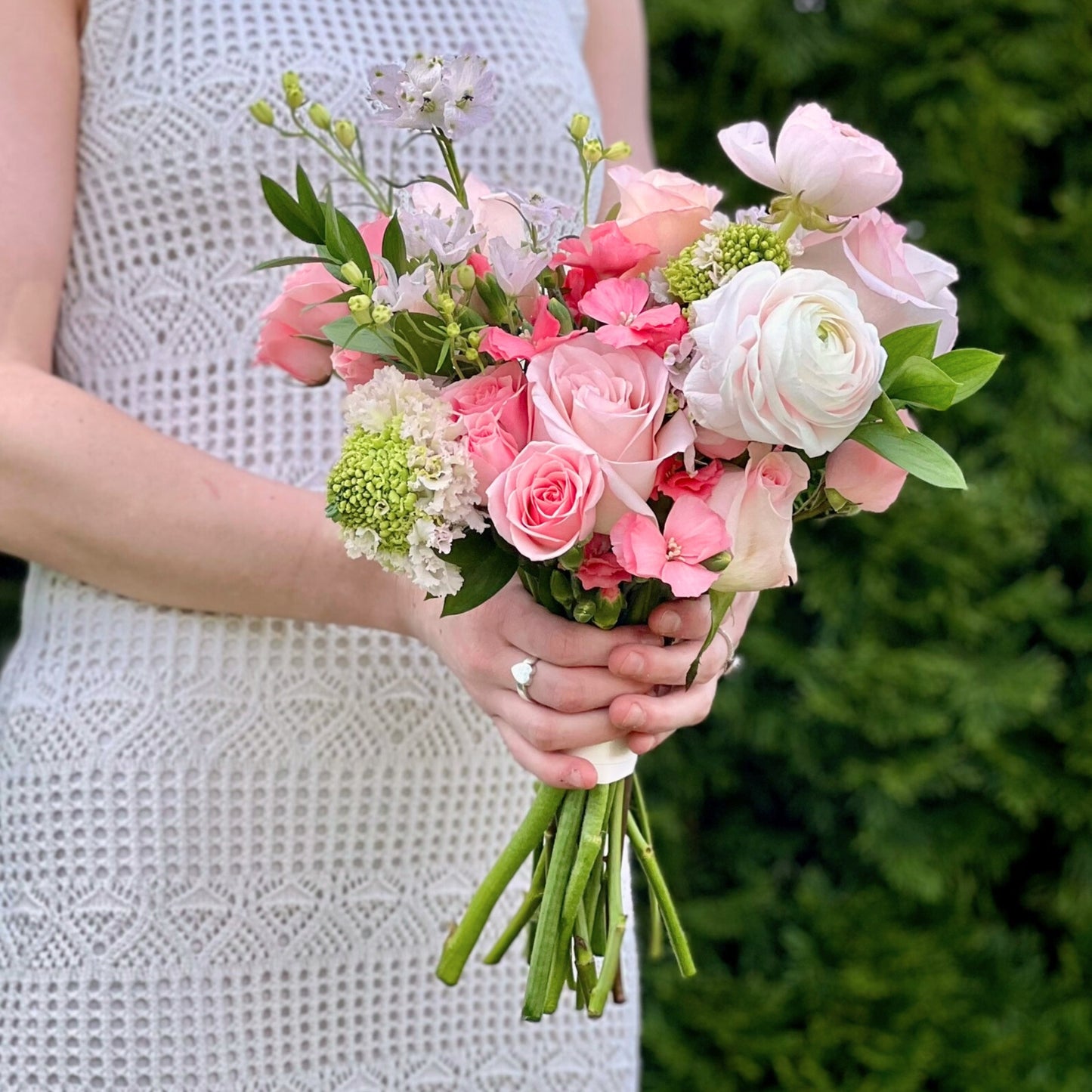 rose quartz - handheld bouquet