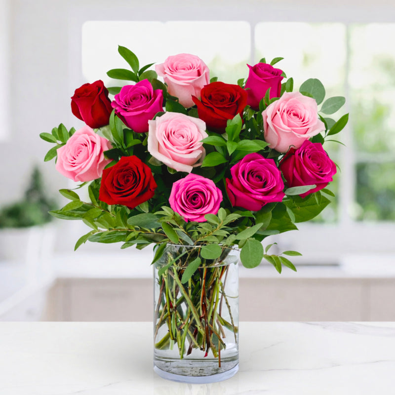Classic 12 Mixed Roses anniversary arrangement from Twinbrook Floral Design