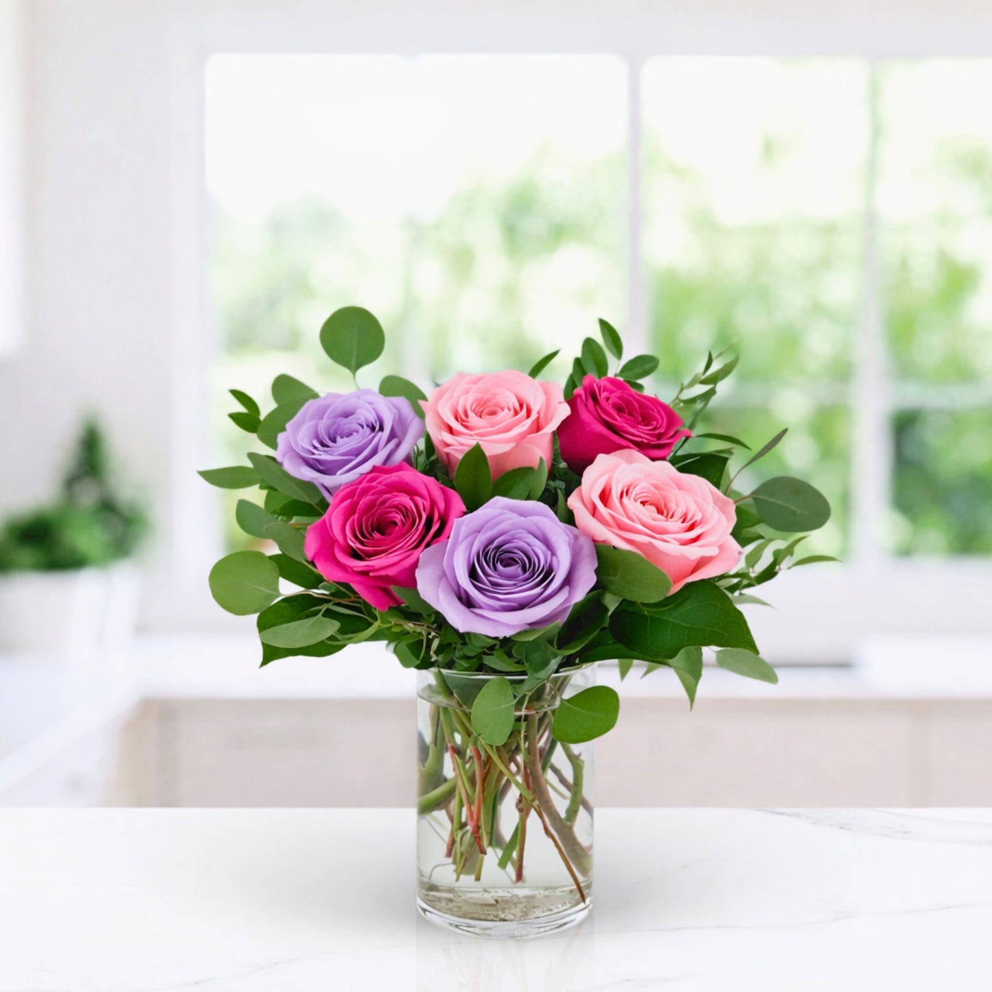 petite: 6 mixed roses