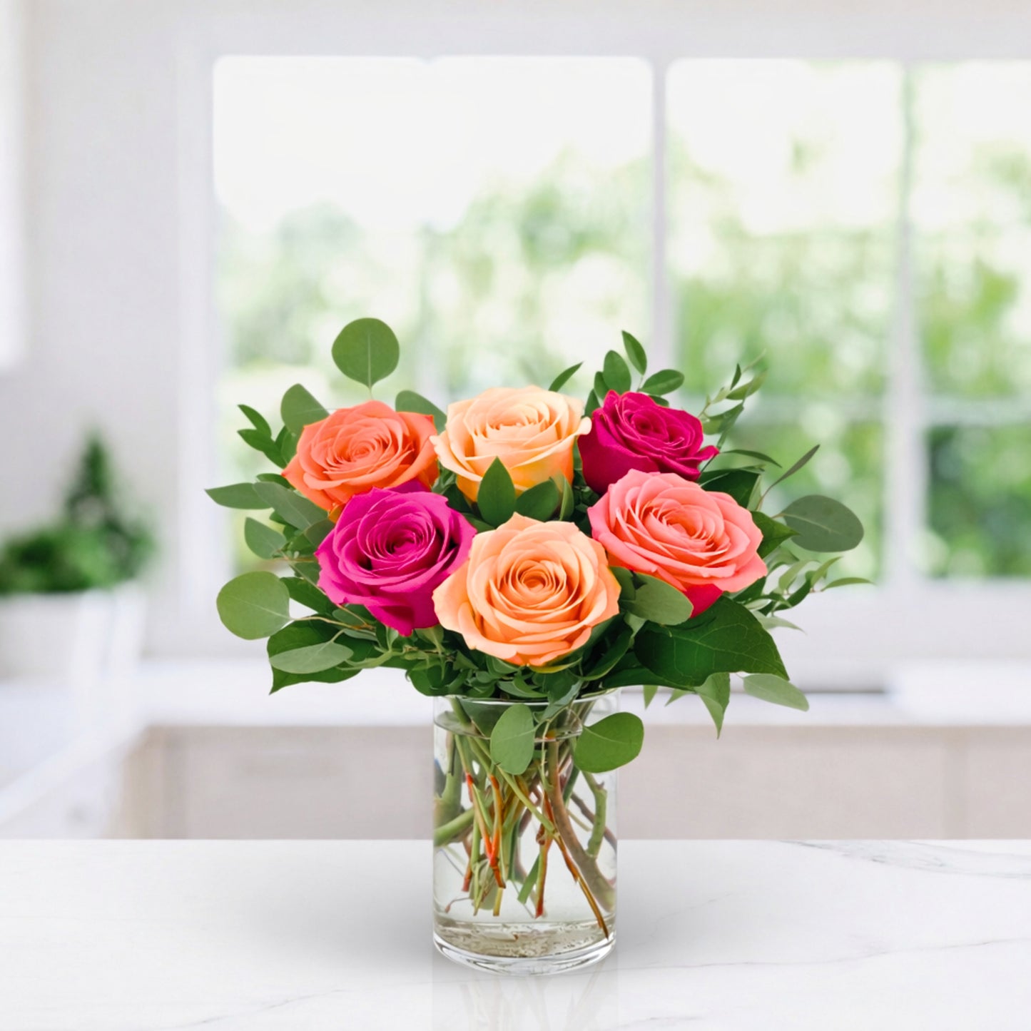 petite: 6 mixed roses