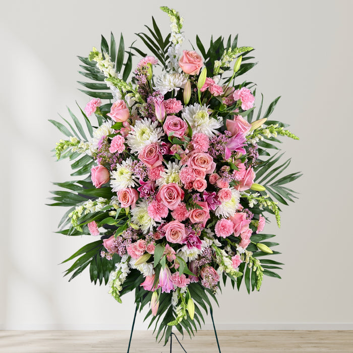 Peaceful Pinks Sympathy Standing Spray from Twinbrook Floral Design