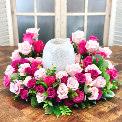 Rose Garden Reverie - Sympathy Cremation Wreath