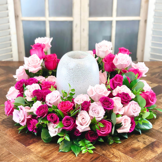 Rose Garden Reverie - Sympathy Cremation Wreath