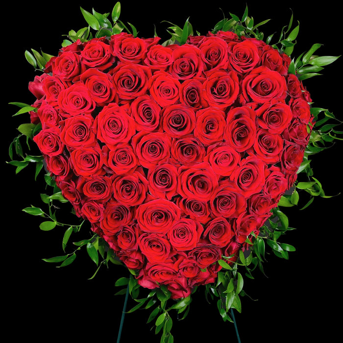 Ruby Rose Tribute Sympathy Standing Heart from Twinbrook Floral Design
